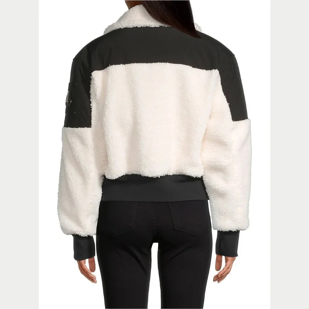 NEW Moose Knuckles Size Small Women's Sherpa Nellis Cropped Bomber - Ivory - Picture 5 of 6